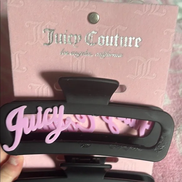 Juicy Couture Pink and Black Hair Clips Set - Picture 5 of 5